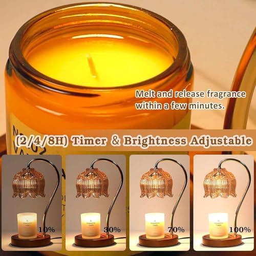 Funistree Flower Candle Warmer Lamp with Timer, Dimmable Candle Lamp Warmer, Christmas Birthday Gifts for Women Mom