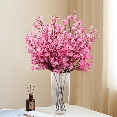 10 Pcs Fake Flowers, Real Touch Babys Breath Artificial Flowers, Pink