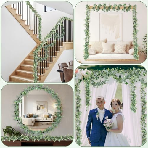 2Pack Faux Eucalyptus Garland, 11.8FT Fake Eucalyptus Vines for Decorations