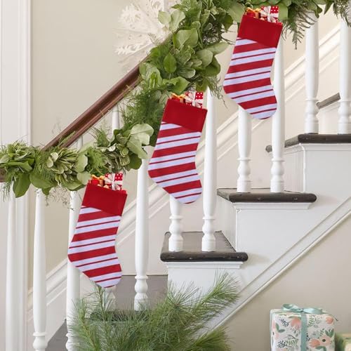 12 Pack Candy Cane Christmas Stockings, 19 Inches Red and White Christmas Stockings for Family Christmas Holiday Decorations