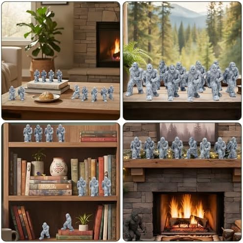 RoundFunny 100 Packs Bigfoot Figurine Small Resin Sasquatch Figurine Bulk