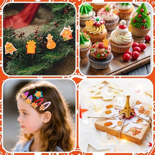 JUNEBRUSHS 50 Pcs Christmas Mini Resin Gingerbread Man, Fake Gingerbread Christmas Figurines Gingerbread Men Embellishment for Xmas Holiday DIY Crafts Decor