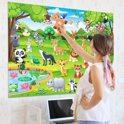 MiniInflat Animal Story Felt Board Jungle Animal Felt Board, 42, Safari