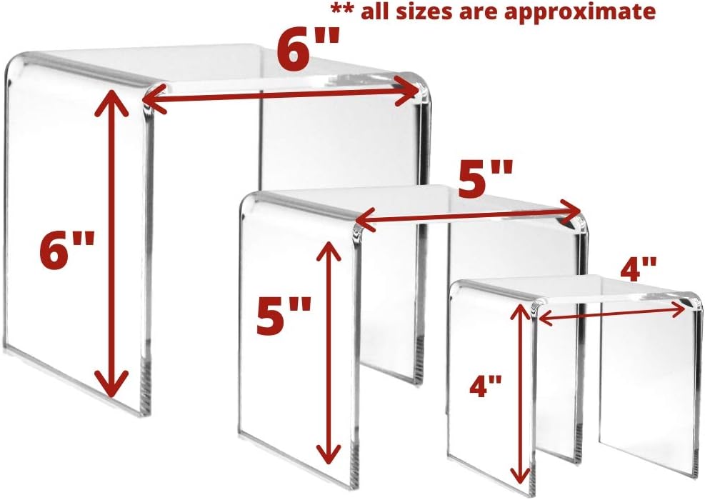 Transparent Tabletop Stands for Jewelry / Clear / 6 Inch / Set of 3