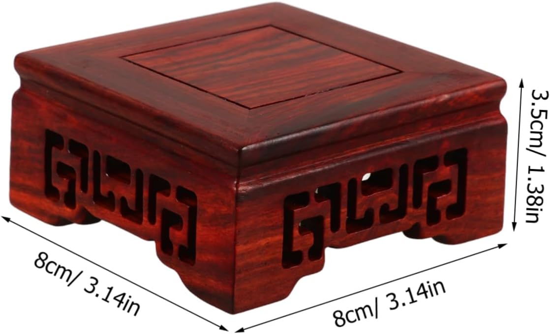 Wood Base Display Stand for Teapot / Brownx4pcs / 8.00 x 8.00 x 3.50 / Cmx4pcs / Set of 4
