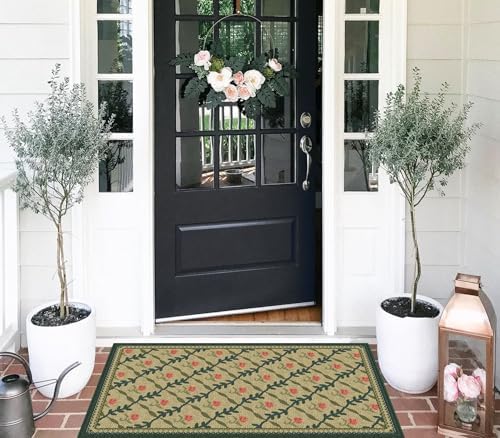 Floral Outdoor Rug - 28"x43" Front Door Mat Indoor Outside Entrance