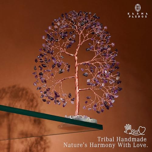 Crystal Tree of Life Birthday Gifts for Women, Men, Frineds, Handmade Amethyst Chakra Tree for Home, Room, Office