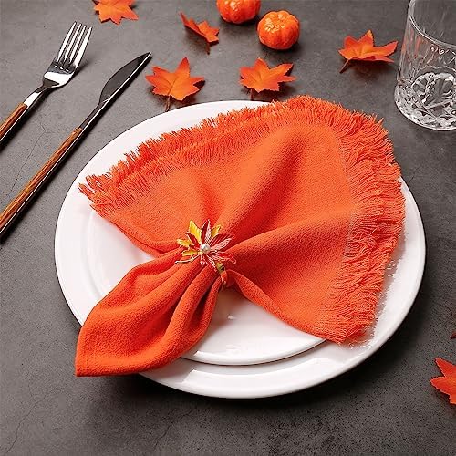 LogHog Thanksgiving Gold Maple Leaf Napkin Rings - Set of 6 for Festive and Elegant Table Settings - Durable and Easy to Use for Large Gatherings and Gift Giving