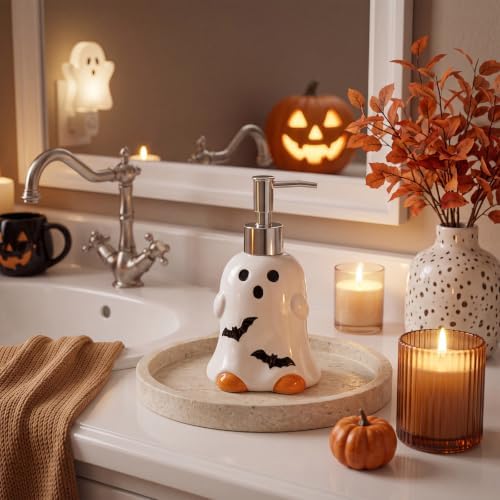 Potchen Ghost and Bat Soap Dispenser Ceramic Pump Bathroom Decor