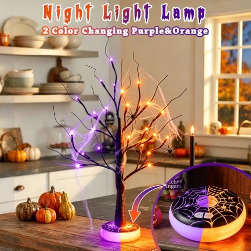 Halloween Tree Halloween Decorations Indoor Lighted Black Spooky Tree 2Ft