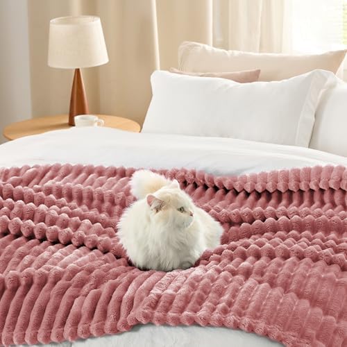 Bedsure Soft Cal King Size Blanket for Bed Dusty Pink 102"x96"