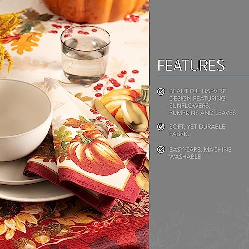 Elrene Home Fashions Swaying Leaves Bordered Fall, Seasonal and Holiday Tablecloth, 52"x70" Oblong/Rectangle, Multi