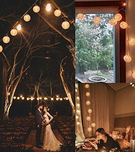 TIGOMOOV Mini Lantern Lights String Outdoor, 3 Inch Globe Lantern String Lights for Bedroom -20CT Connectable White Lights for Wedding Decorations, Patio,Porch,Window Decor