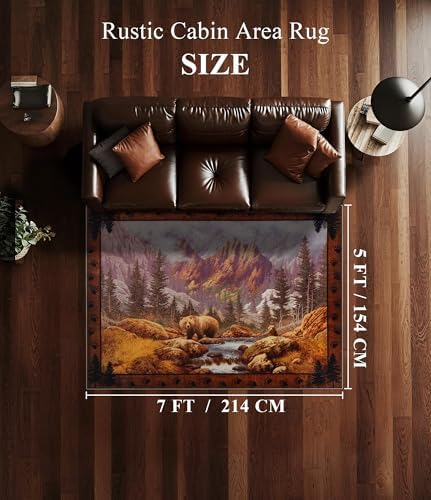 YIHOUSE Washable Mountain Bear Area Rugs 5x7