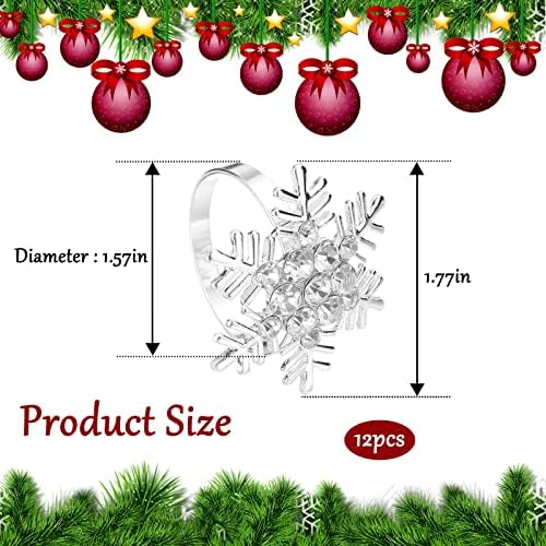 Legigo Set of 8 Christmas Xmas Snowflake Napkin Rings Set- Metal Diamond Snow Xmas Napkin Ring Holders for Cloth Napkins, Christmas Holiday Party Dinner Table Decoration