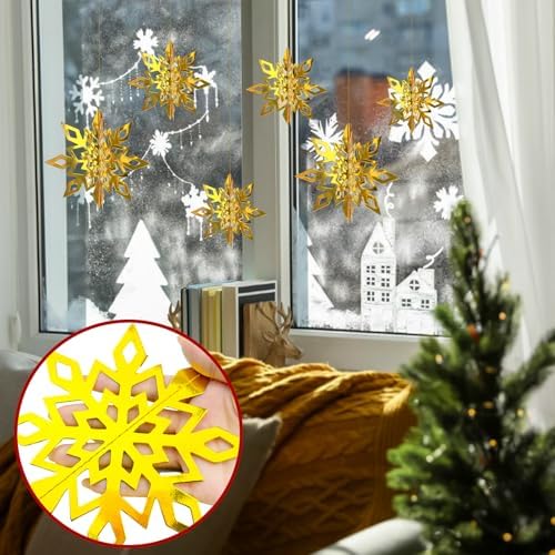 Paper Snowflake Gold Christmas Ornaments