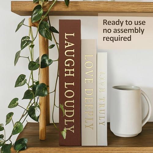 Aesthetic Decorative Books, Set of 3 Linen Faux Books for Decoration