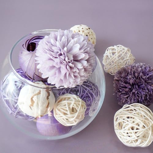 Qingbei Rina Decorative Balls for Bowls, Bowl Vase Filler, Lilac Purple