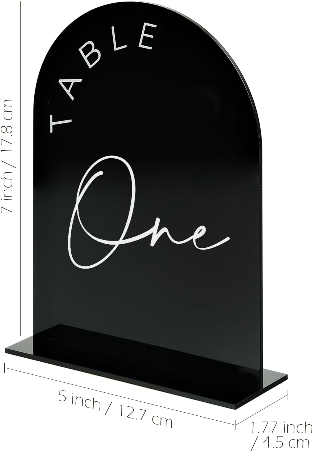 Black Arch Wedding Table Numbers with Stands 1-15, 5x7 Inch Black Acrylic Arch Sign with Holder, Arched Acrylic Table