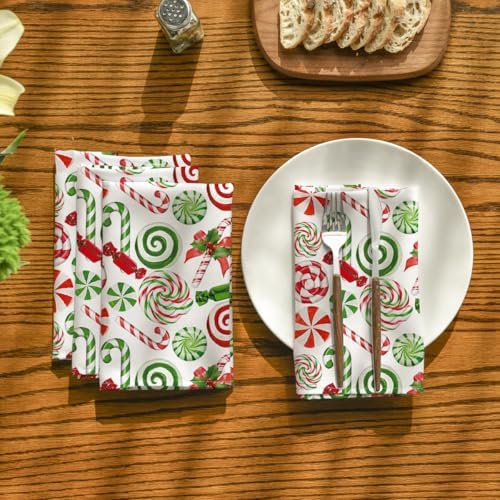 Horaldaily Christmas Cloth Napkins, Candy Party Decor, Set of 8