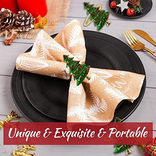 Legigo Set of 12 Christmas Tree Napkin Rings Set- Metal Xmas Napkin Ring Holders for Cloth Napkins, Christmas Holiday Party Dinner Table Decoration