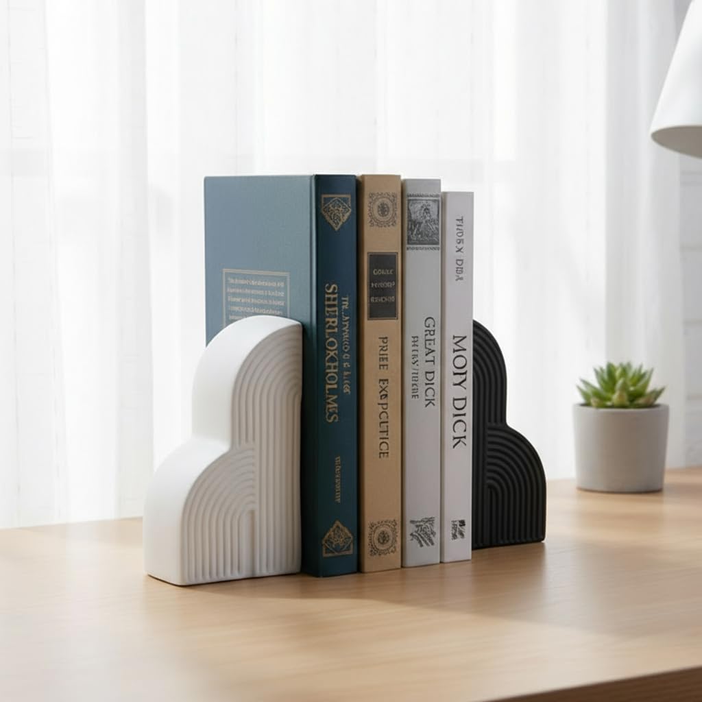 Modern Bookends for Heavy Books / Black and White