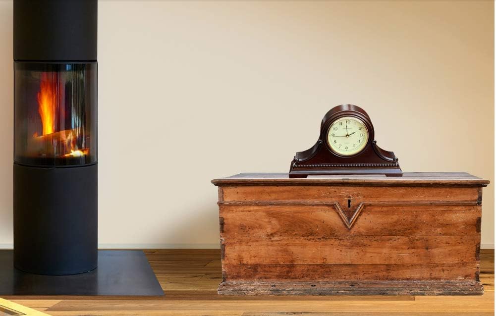 Mantel Clocks, Battery Operated, Silent Wood Table Clock with Westminster Chimes On The Hour, Solid Wooden Shelf