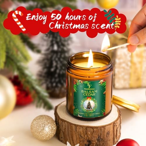 Christmas Candles Set, Scented Candles for Home, 4 Pack Holiday Natural Soy Candles, Christmas Gift for Women Men