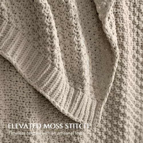 EVERGRACEHOME Chunky Chenille Knit Throw Blanket, 90 x 90, Warm Gray