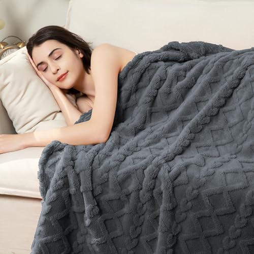 Aganear Fleece Throw Blanket for Bed Couch 90"x90" Grey