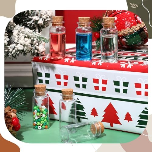 Bokon 100 Packs 15ml Mini Plastic Bottles with Corks Eye Screws Funnels