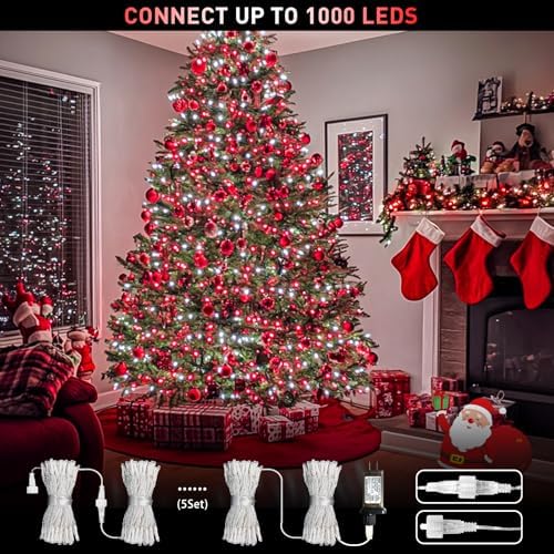 JMEXSUSS 200 LED Red and White String Lights Indoor Outdoor