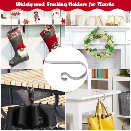 Christmas Stocking Holder, 4 Pack Stocking Holders for Mantle, Adjustable