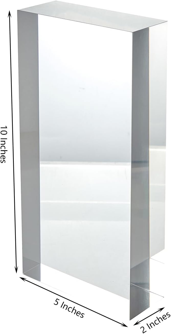 CiaoHER 2in Solid Acrylic Cube Display Block, 2" x 5" x 10" | 2in Thickness, Clear Polished, Pedestal Stand Riser