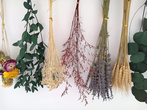 GHY Dried Flower Rack, Dried Flower Wall Hanging Farmhouse Wall Decor Dried Herb Rack - Lavender (Wheat)