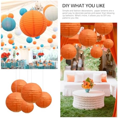 20Pcs Orange Paper Lanterns for Parties, 4” 6” 8” 10” 12” Chinese Asian Hanging Round Paper Lanterns for Birthday Wedding Halloween Christmas Home Decor Party Decor