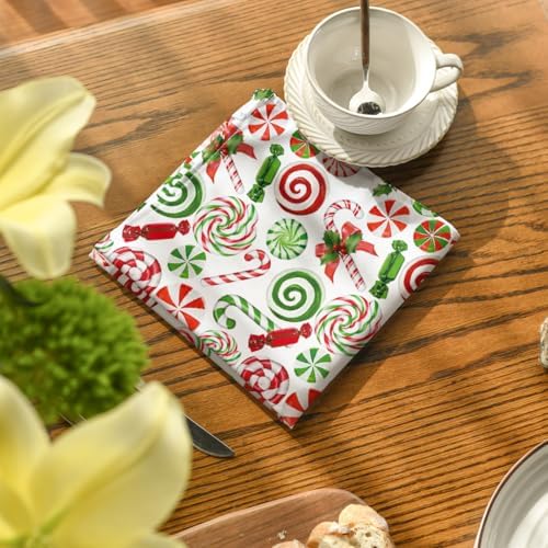 Horaldaily Christmas Cloth Napkins, Candy Party Decor, Set of 8