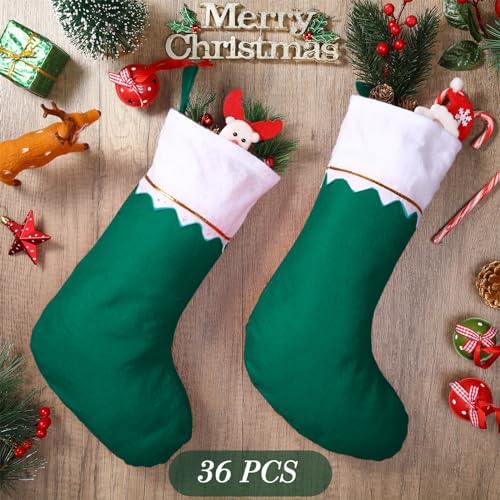 Zubebe 36 Pcs Christmas Stockings Bulk 15 Inch Felt, Green