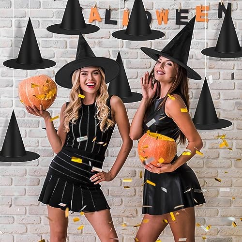 12 Pcs Halloween Decorations Witch Hat, Hanging Floating Witch Hats