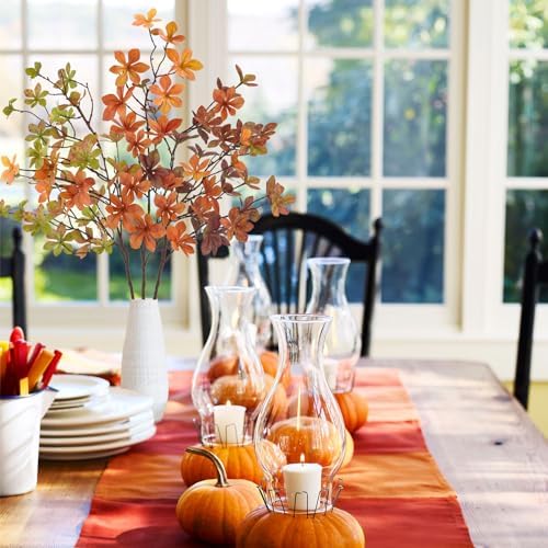 12 Pcs Fall Faux Greenery Stems, Artificial Fall Stem Branches Autumn Leaves with Stems Faux Fall Plants for Vase Home Festival Centerpieces Thanksgiving Fall Decor