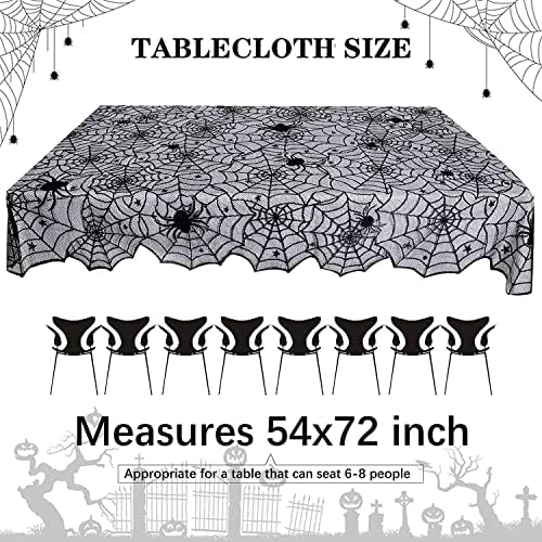 Halloween Tablecloths Black Lace Tablecloth 2 Pack 54x72 inch Spider Cobweb