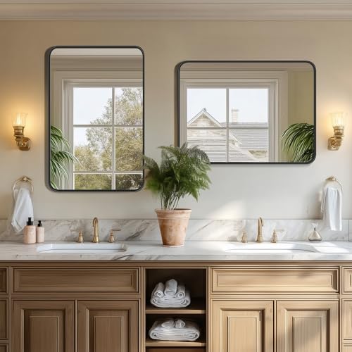 24"x 36" Black Bathroom Mirror for Sink, Rectangle Vanity Mirror