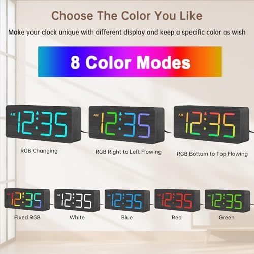 DreamSky Wooden Digital Alarm Clock for Bedroom, Living Room Desk
