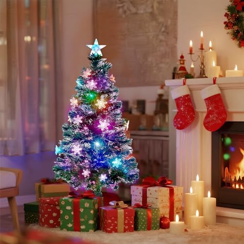 Prsildan 3 FT Fiber Optic Christmas Tree with Lights Artificial Xmas Trees