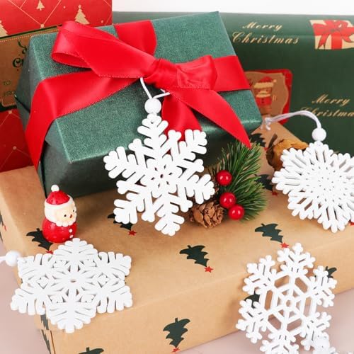 PPRAFDD 16PCS White Wooden Snowflakes Ornaments Christmas Decoration