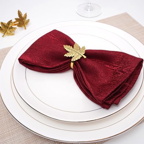 Gold Leaf Maple Napkin Rings Set of 12 Fall Napkins Ring Retro Serviette Buckles Gold Adornment for Thanksgiving Halloween Table Settings