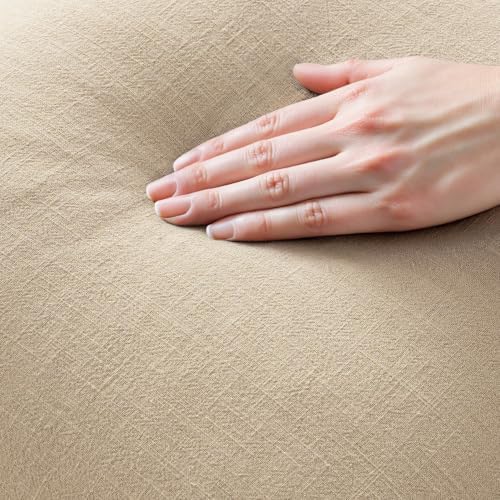 MIULEE Boho Linen Fringe Decorative Euro Throw Pillow Covers Beige 22x22