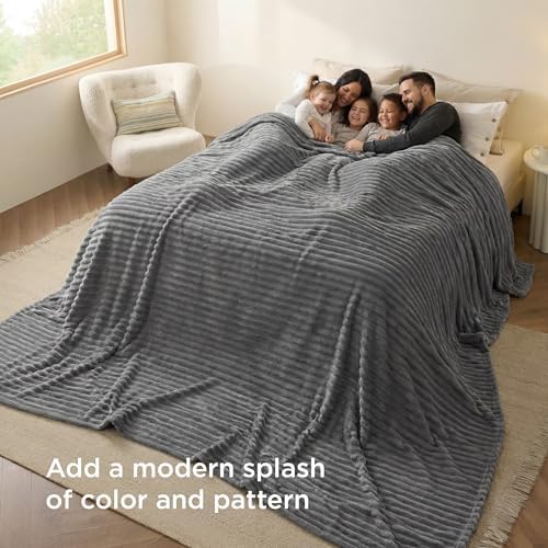 Bedsure Soft Large Fleece Blanket for Bed Frost Gray 120"x120"