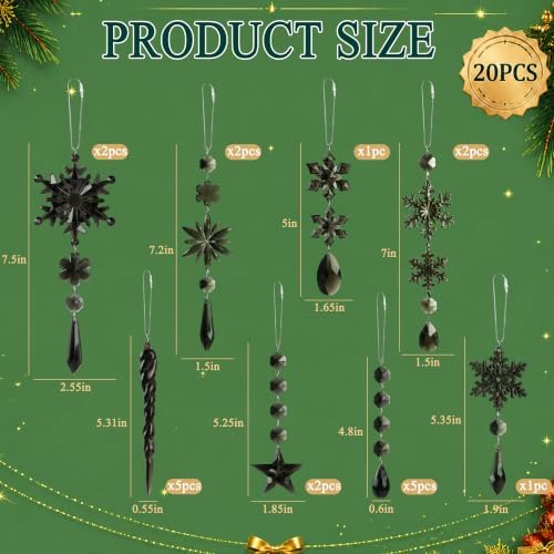 Crystal Christmas Ornaments for Tree Decorations, Winter Wonderland Party