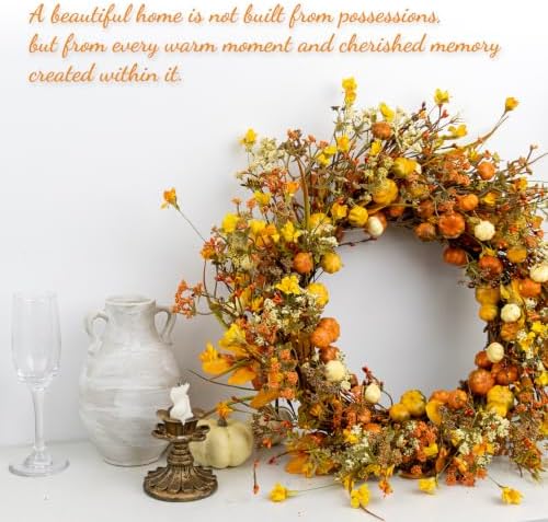 22 Inches Fall Wreath Fall Wreaths for Front Door Autumn Wreath